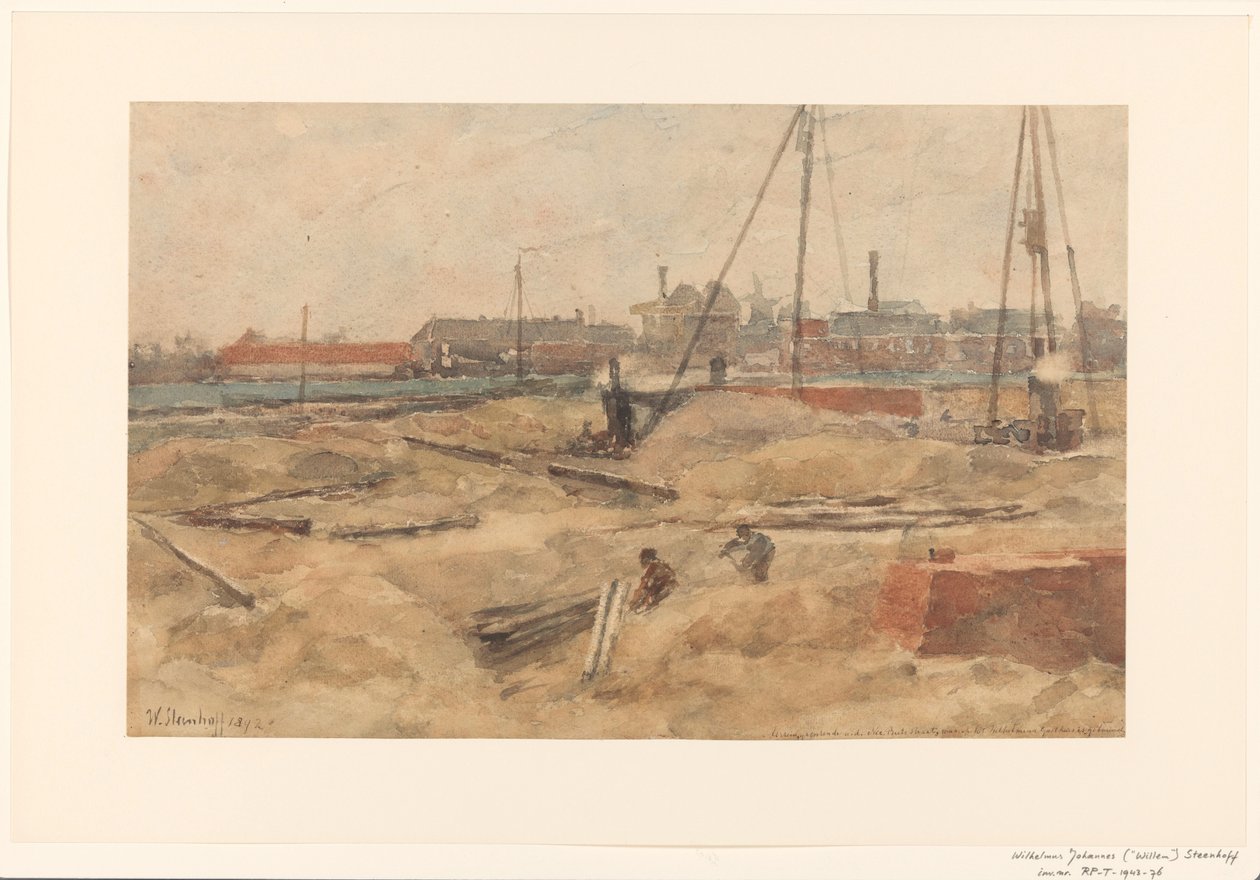 Baustelle beim Wilhelmina Gasthuis von Wilhelmus Johannes Steenhoff