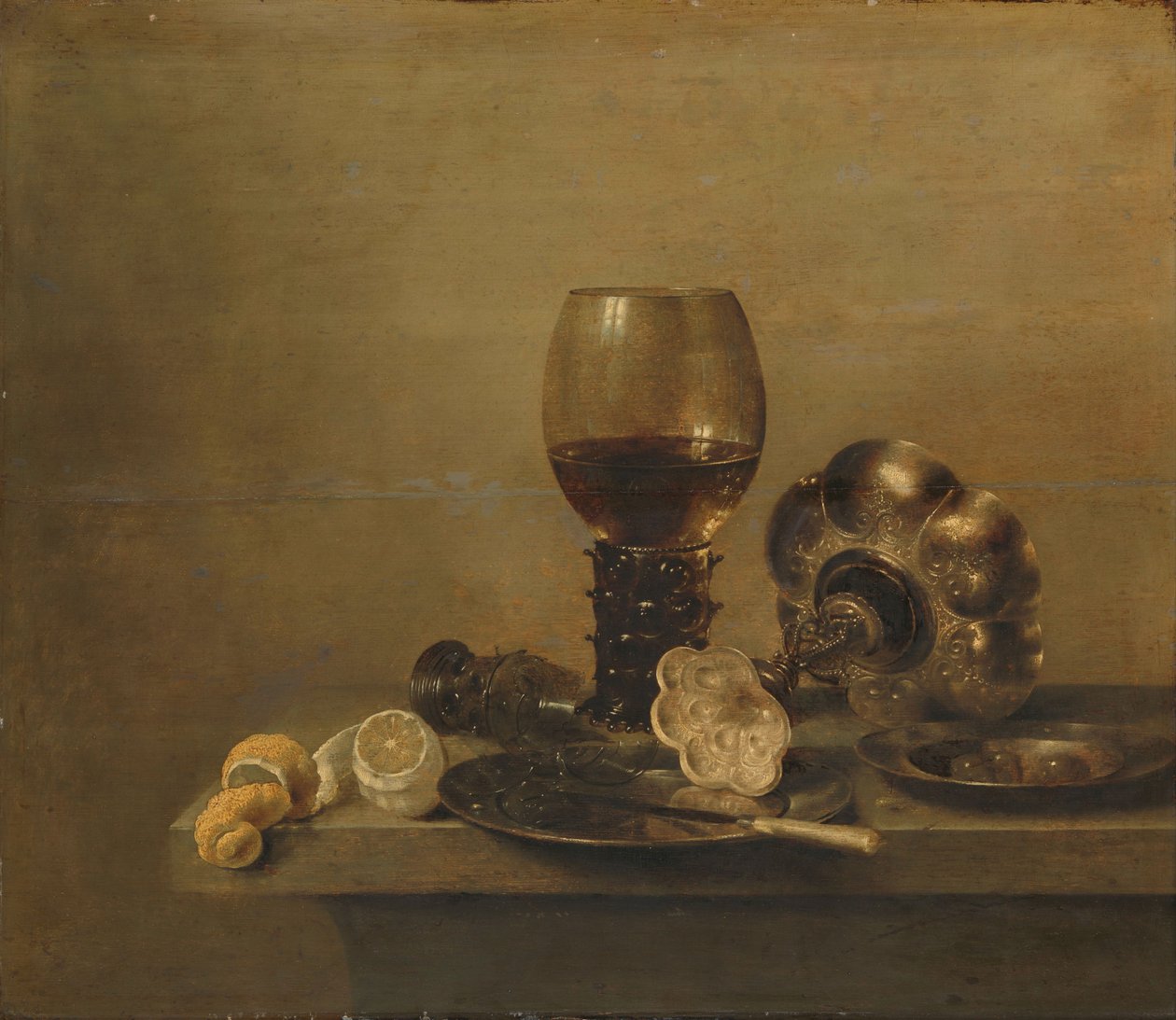 Stillleben mit einem zerbrochenen Glas, 1642 von Willem Claesz. Heda