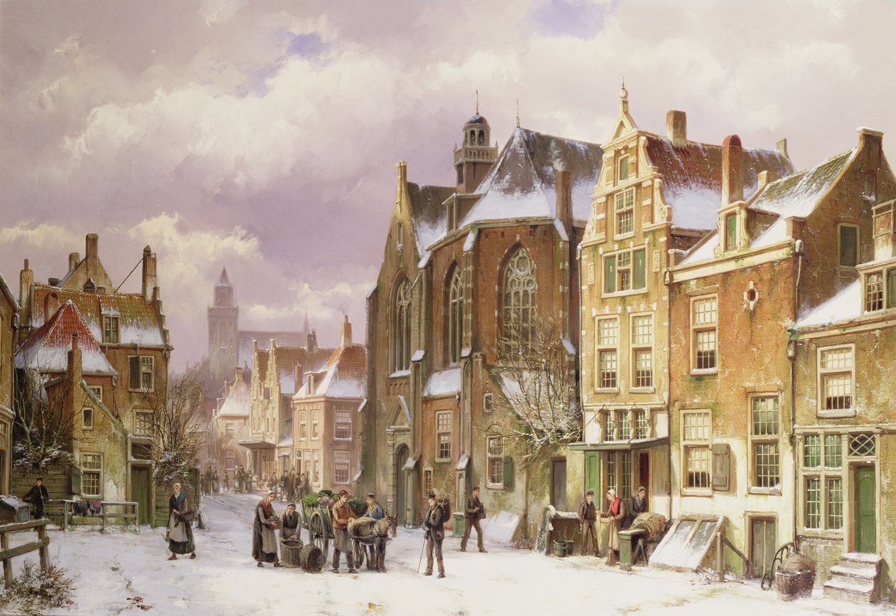 Schnee in Amsterdam von Willem Koekkoek