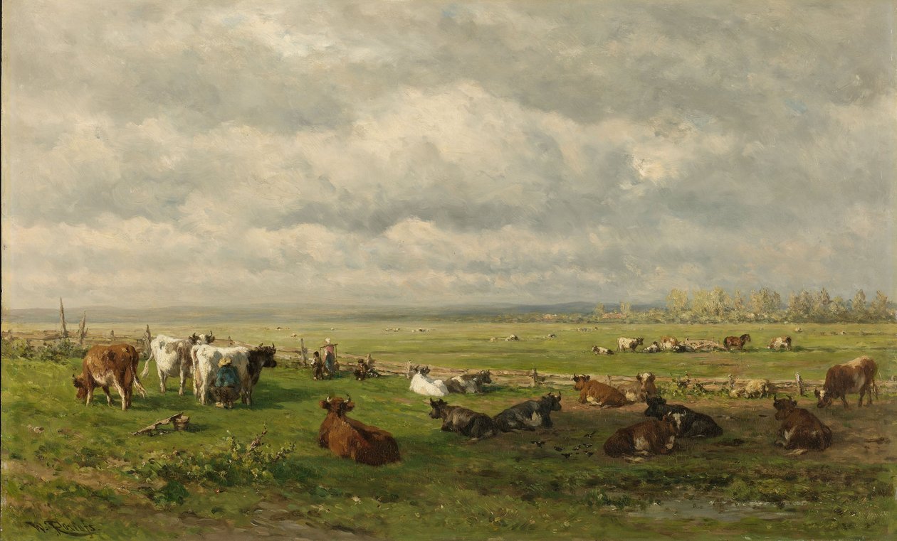 Wiesenlandschaft mit Vieh, ca. 1880 von Willem Roelofs