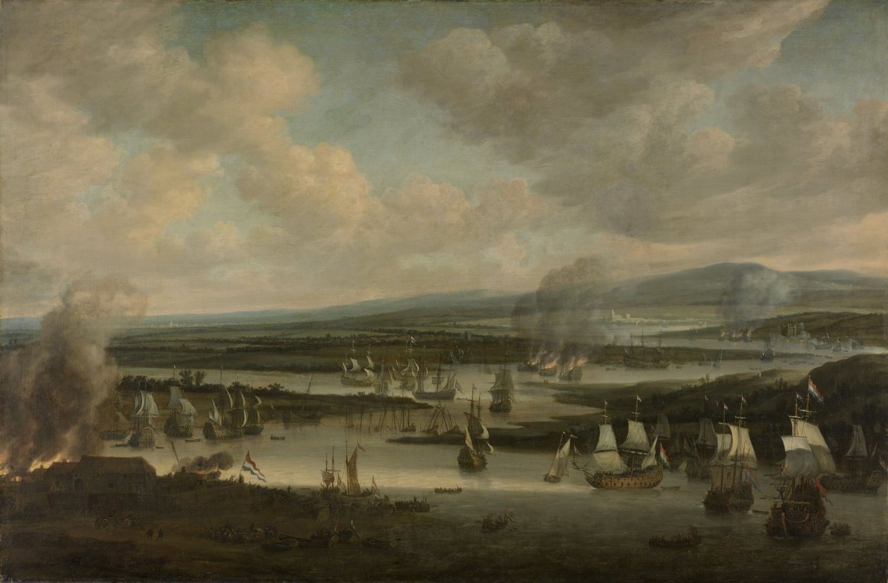 Verbrennung der englischen Flotte in Chatham, Juni 1667, 1667-78 von Willem Schellinks