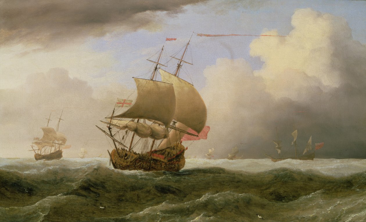 Ein englisches Schiff bei starkem Wind von Willem van de Velde the Younger