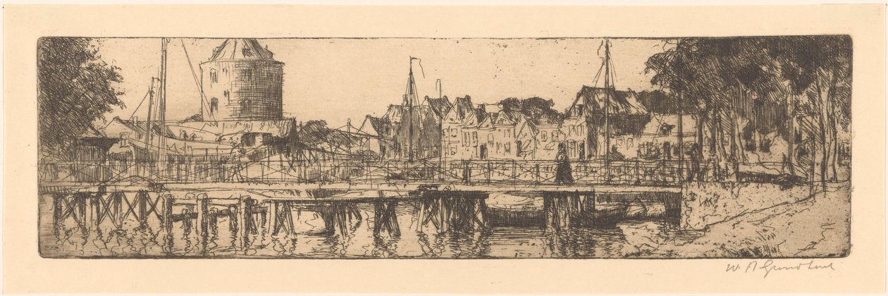 Enkhuizen von Willem Adrianus Grondhout (signed by artist)