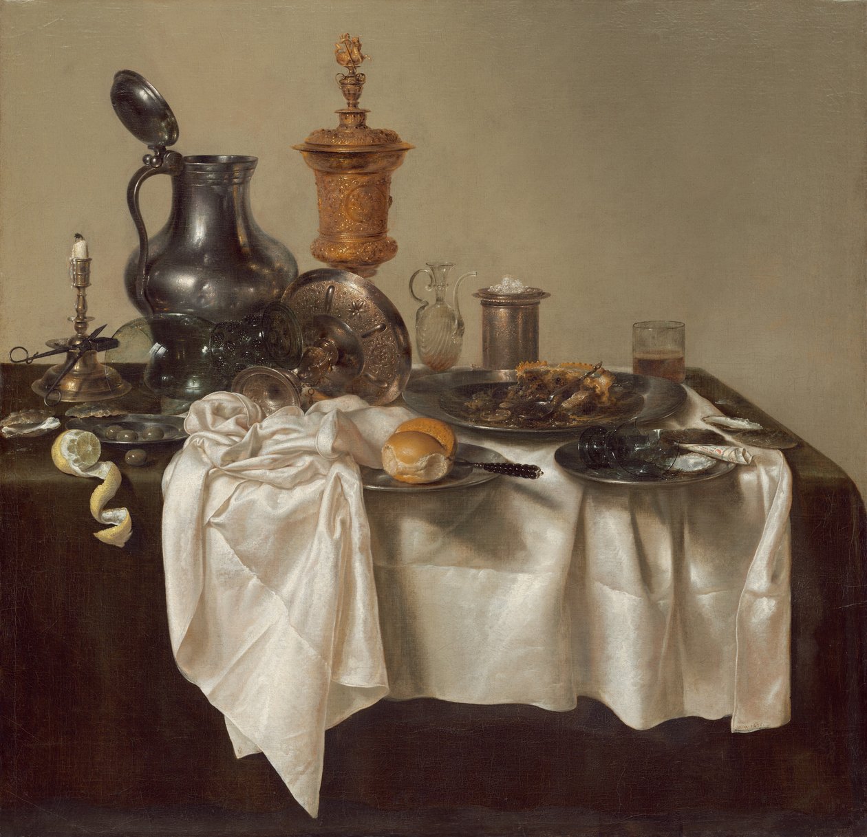 Bankettstück mit Hackfleischpastete von Willem Claesz. Heda