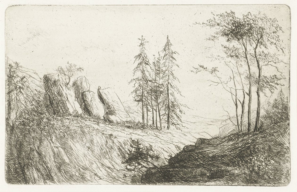 Berglandschaft mit Bäumen von Willem Matthias Jan van Dielen