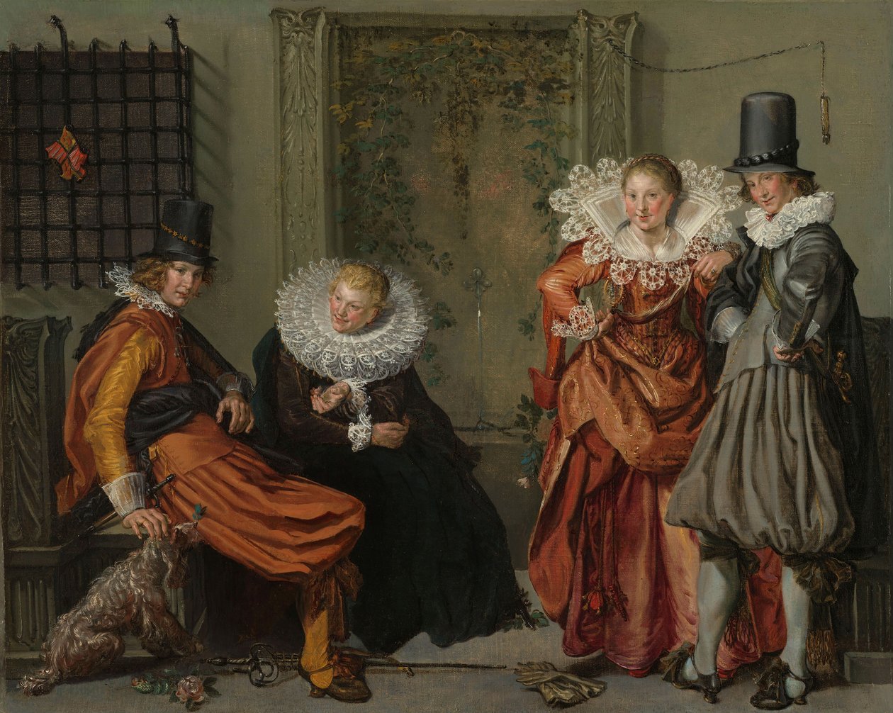 Elegante Paare beim Flirten, ca. 1616-20 von Willem Pietersz Buytewech