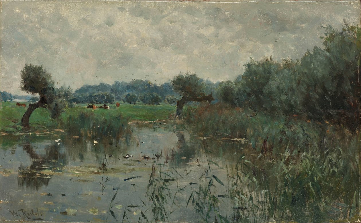 Wiesen am Fluss IJssel von Willem Roelofs (I)