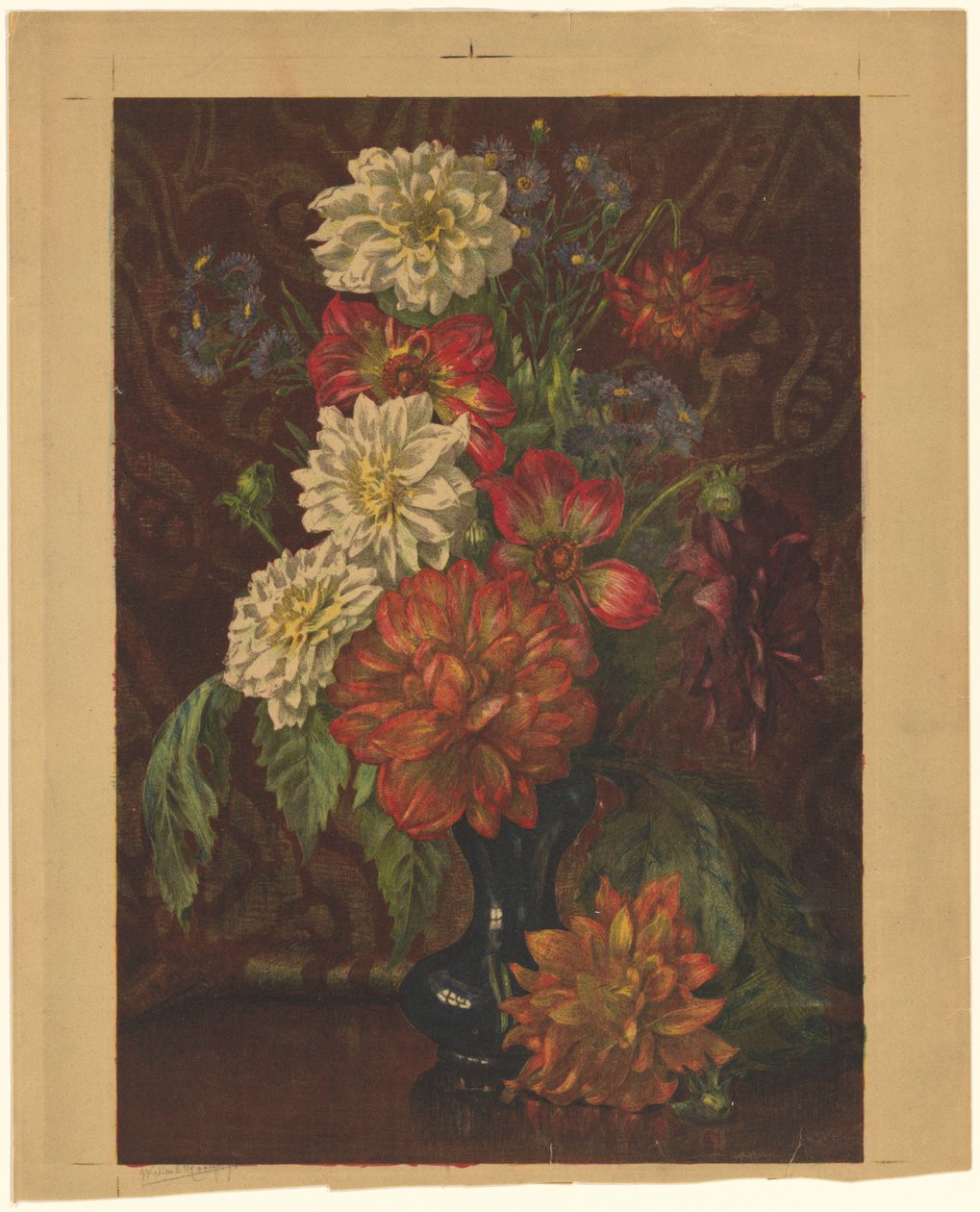 Vase mit Dahlien von Willem Roelofs (II) (signed by artist)