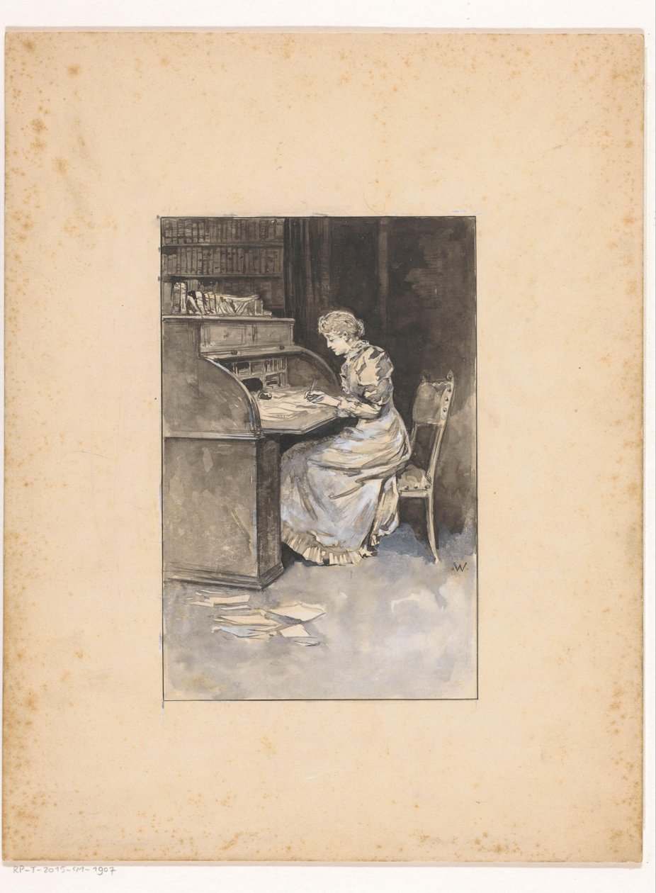 Schreibende Frau von Ludwig Willem Reymert Wenckebach