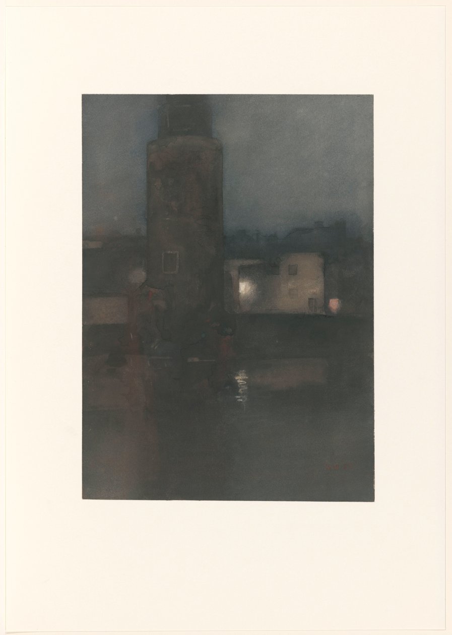 Der Montelbaanstoren in Amsterdam bei Nacht von Willem Arnoldus Witsen