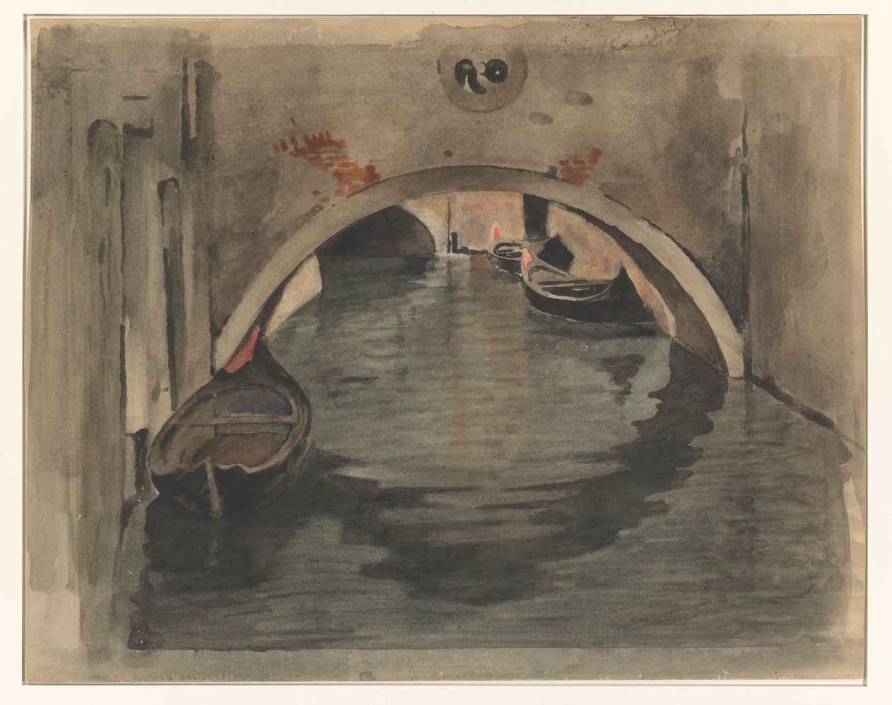 Ansicht unter einer Bogenbrücke in Venedig von Willem Arnoldus Witsen