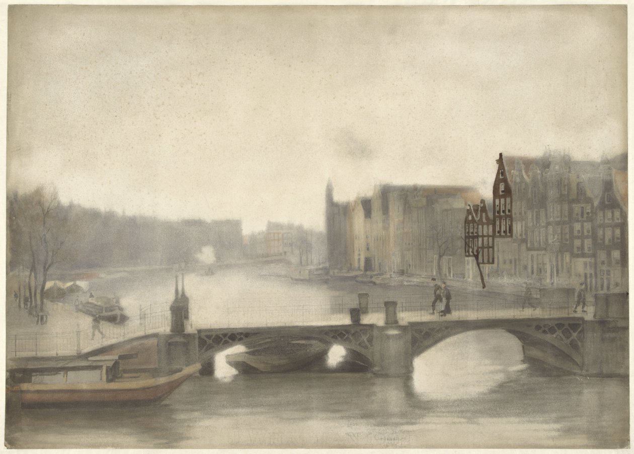 Ansicht der Binnen-Amstel im Nebel von Willem Arnoldus Witsen
