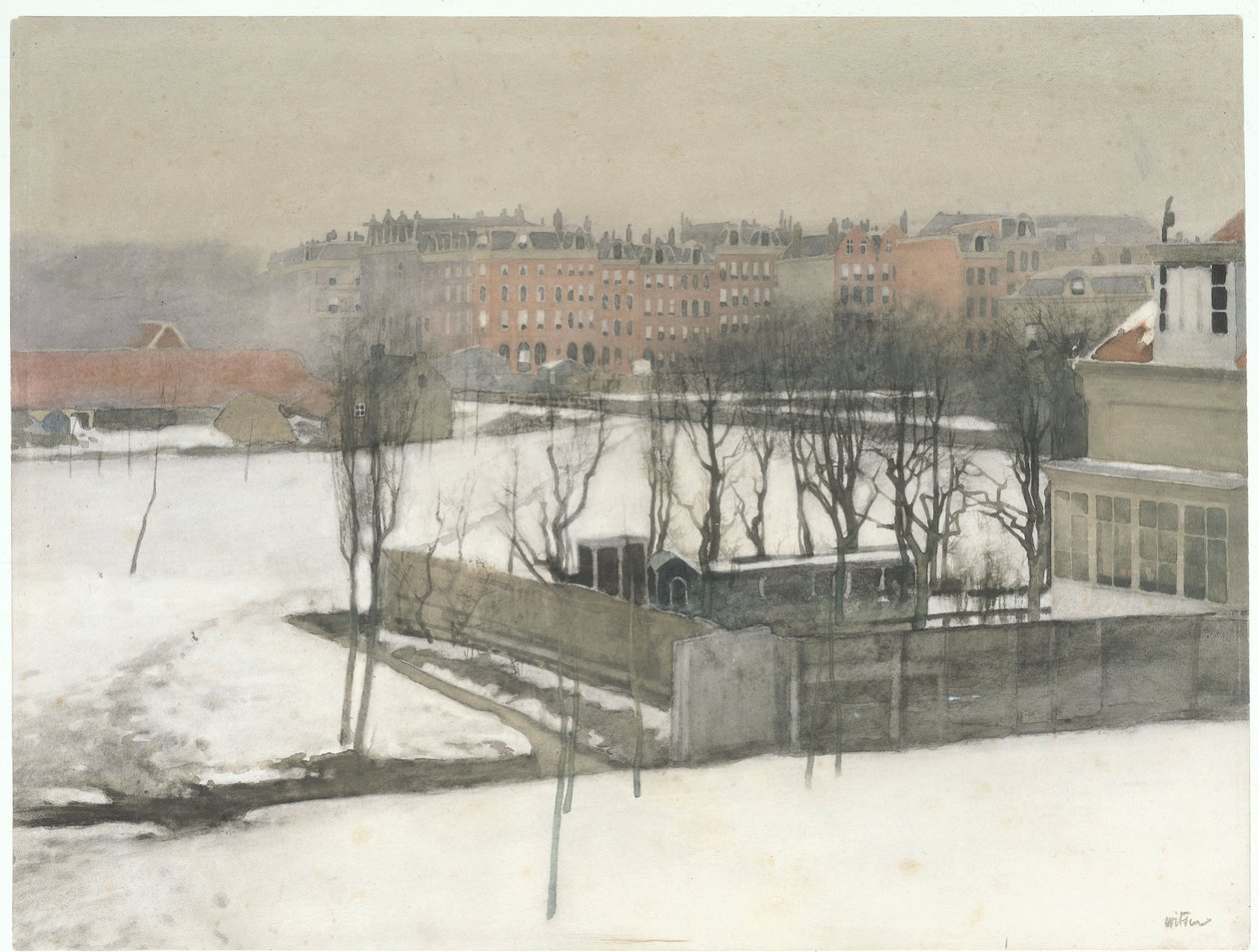 Blick auf den Oosterpark im Schnee von Willem Arnoldus Witsen