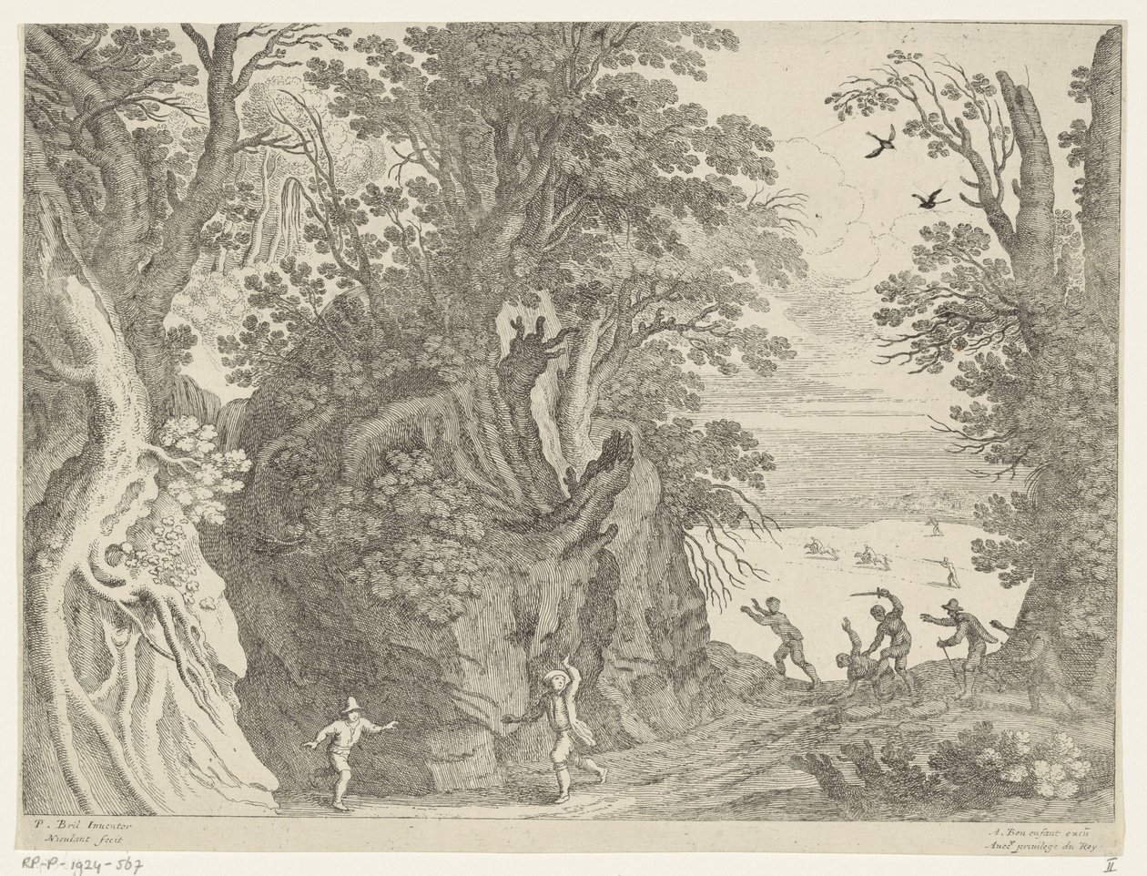 Landschaft mit bewaffnetem Überfall von Willem van Nieulandt (II)