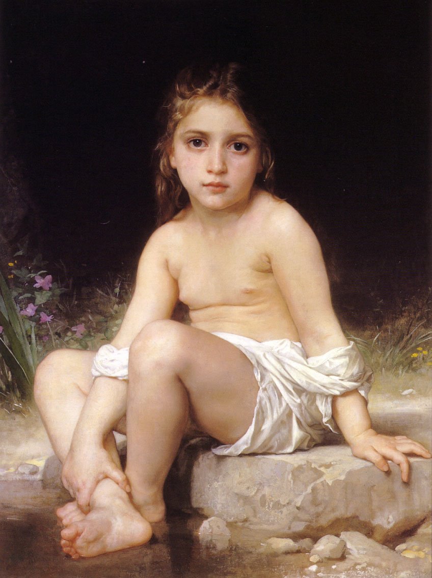 Kind beim Baden von William Adolphe Bouguereau