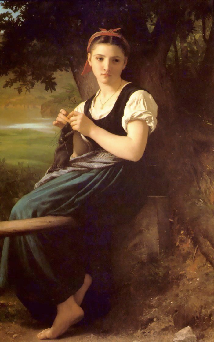 Das strickende Mädchen von William Adolphe Bouguereau