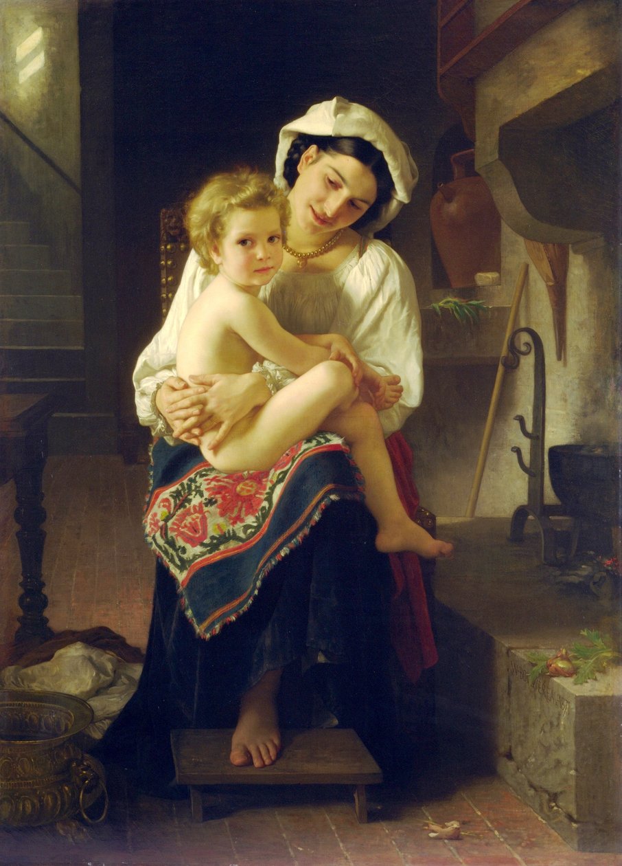 Junge Mutter, die ihr Kind betrachtet von William Adolphe Bouguereau