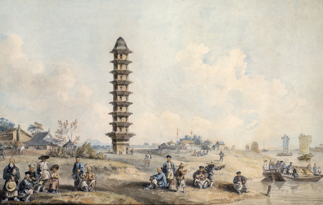 Ein Blick in die Nähe der Stadt Lin Tsin am Ufer des Großen Kanals von William Alexander