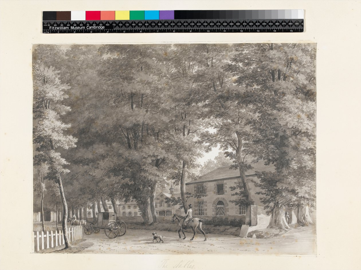 Ansicht der Ställe auf dem Anwesen von Lord Fitzwilliam in Mount Merrion, nahe Dublin, 1806 von William Ashford