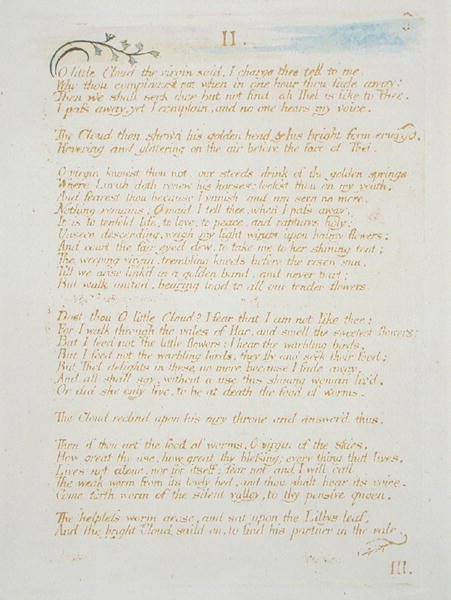 II O Little Cloud..., Platte 5 aus The Book of Thel, 1789 von William Blake
