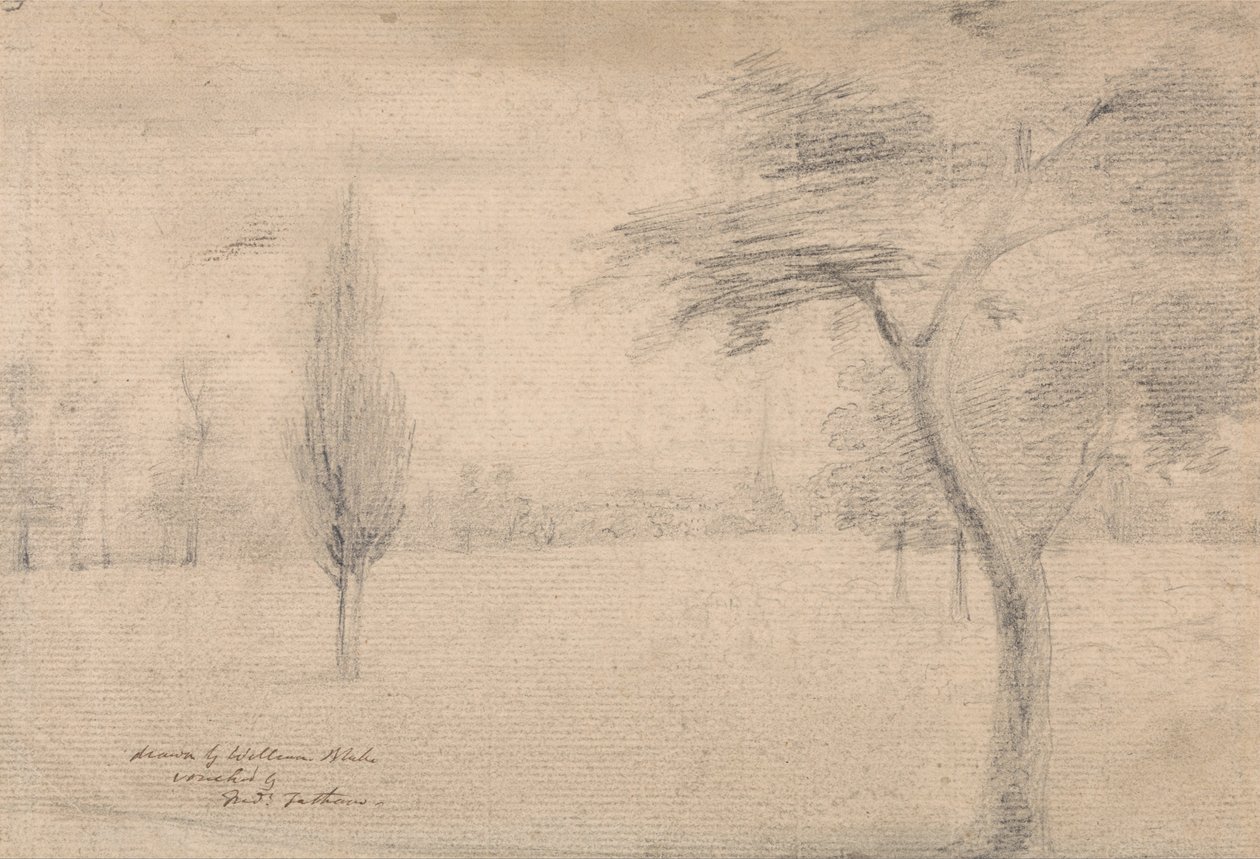 Landschaft mit Turm von William Blake