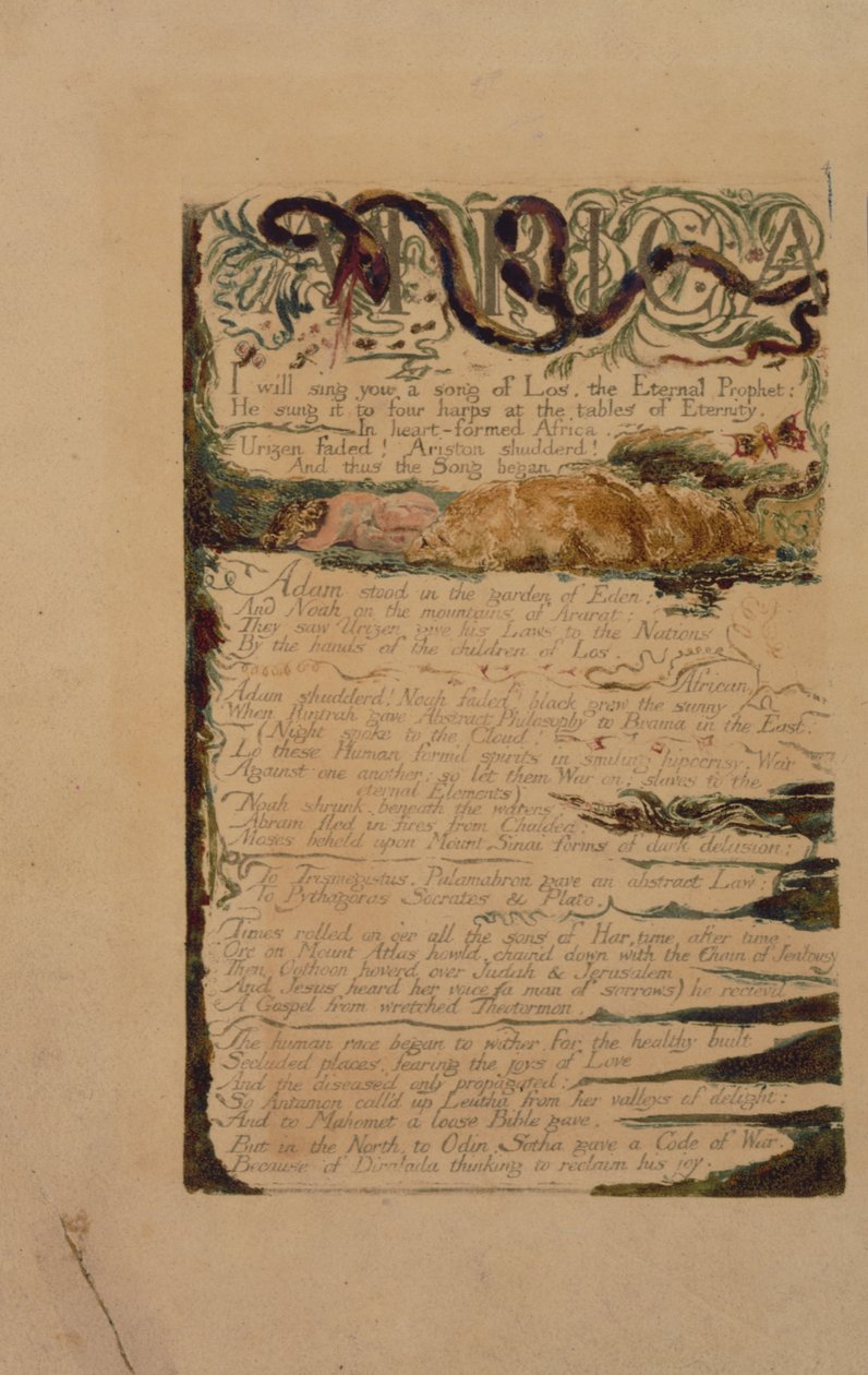Tafel 3 aus The Song of Los, Kopie B, in der Sammlung der Library of Congress von William Blake