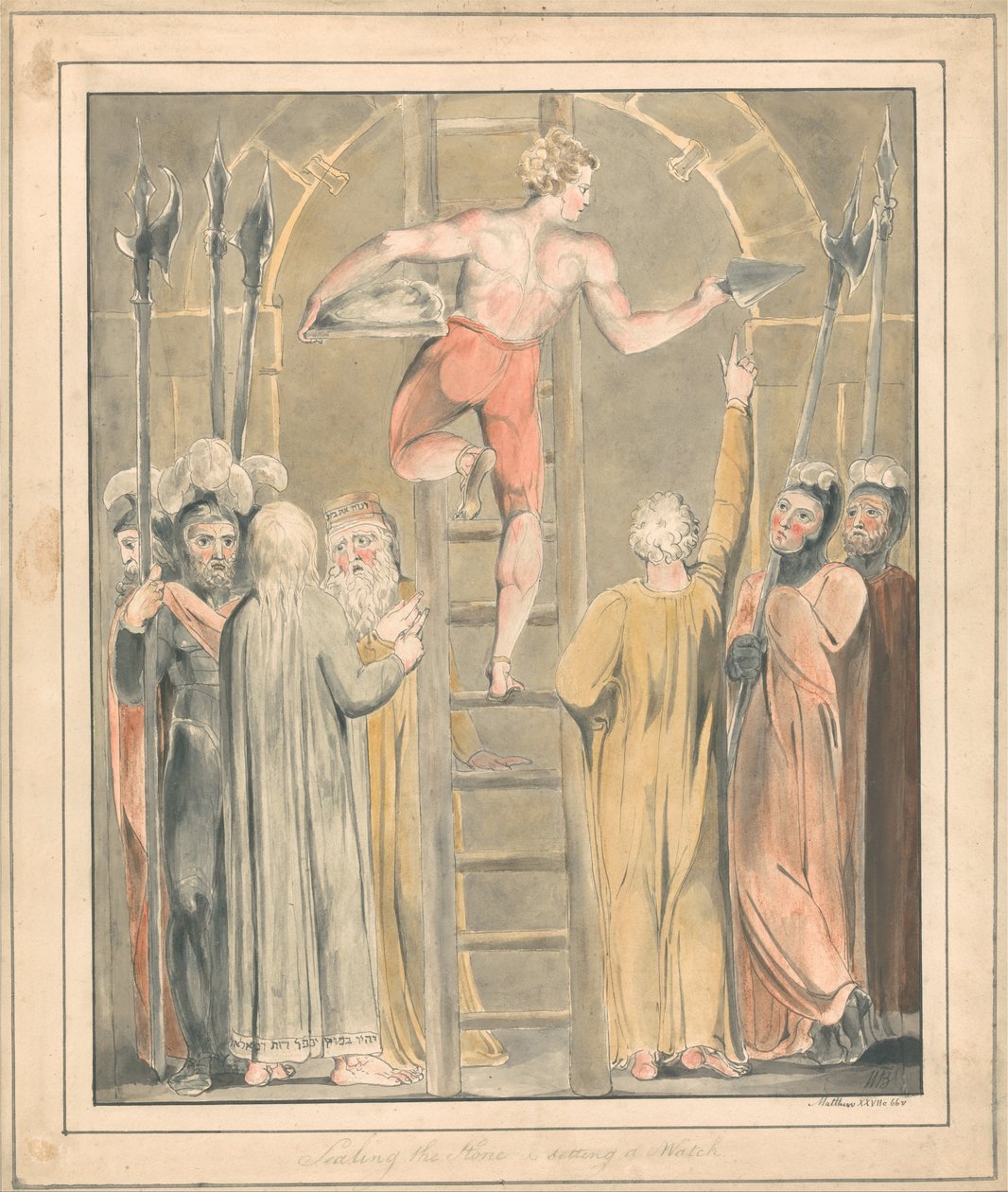 Das Versiegeln des Steins und das Aufstellen einer Wache von William Blake