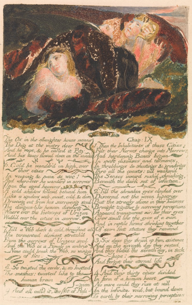 Das erste Buch von Urizen, Tafel 23, Der Ochse im Schlachthaus stöhnt . . . . (Bentley 25) von William Blake