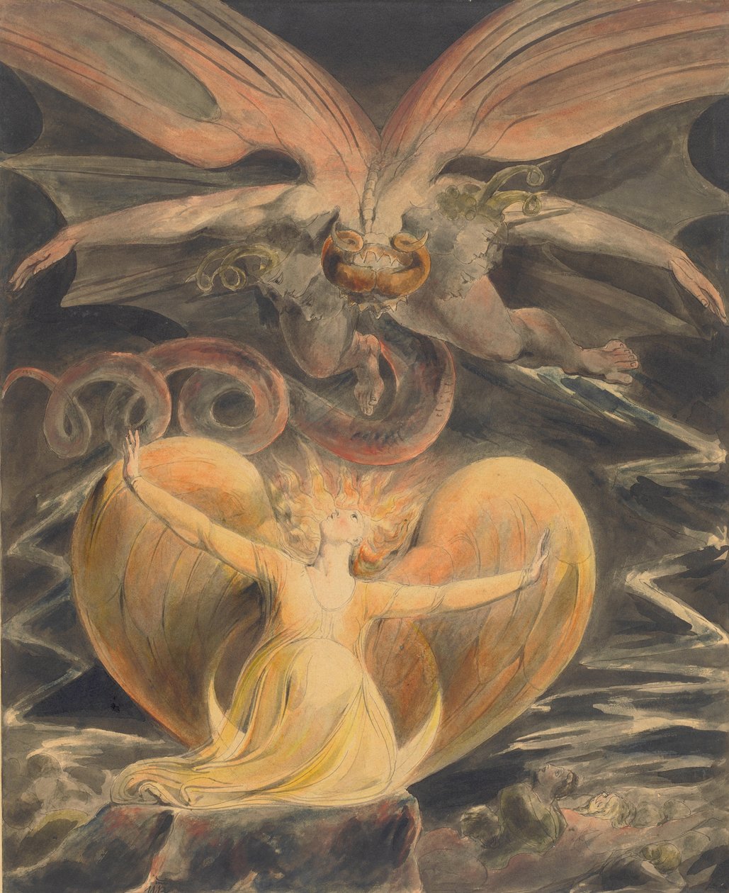 Der große rote Drache und die mit der Sonne bekleidete Frau von William Blake