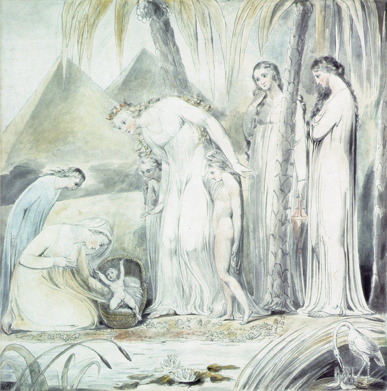 Das Mitgefühl der Tochter des Pharao oder Das Finden von Moses, 1805 von William Blake
