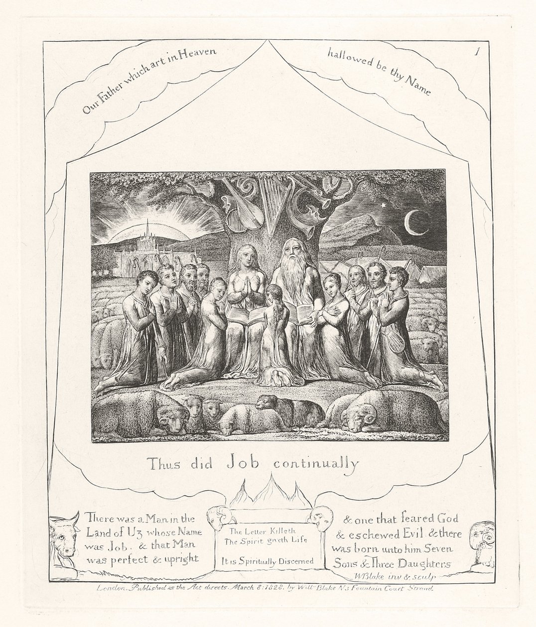 So tat Hiob ständig, 1825 von William Blake