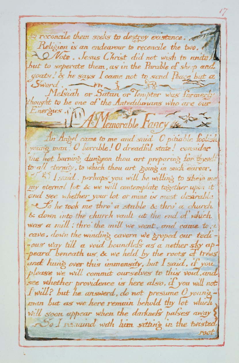 Um sie zu versöhnen, versucht er, die Existenz zu zerstören..., Text aus Die Hochzeit von Himmel und Hölle, ca. 1790-3 von William Blake