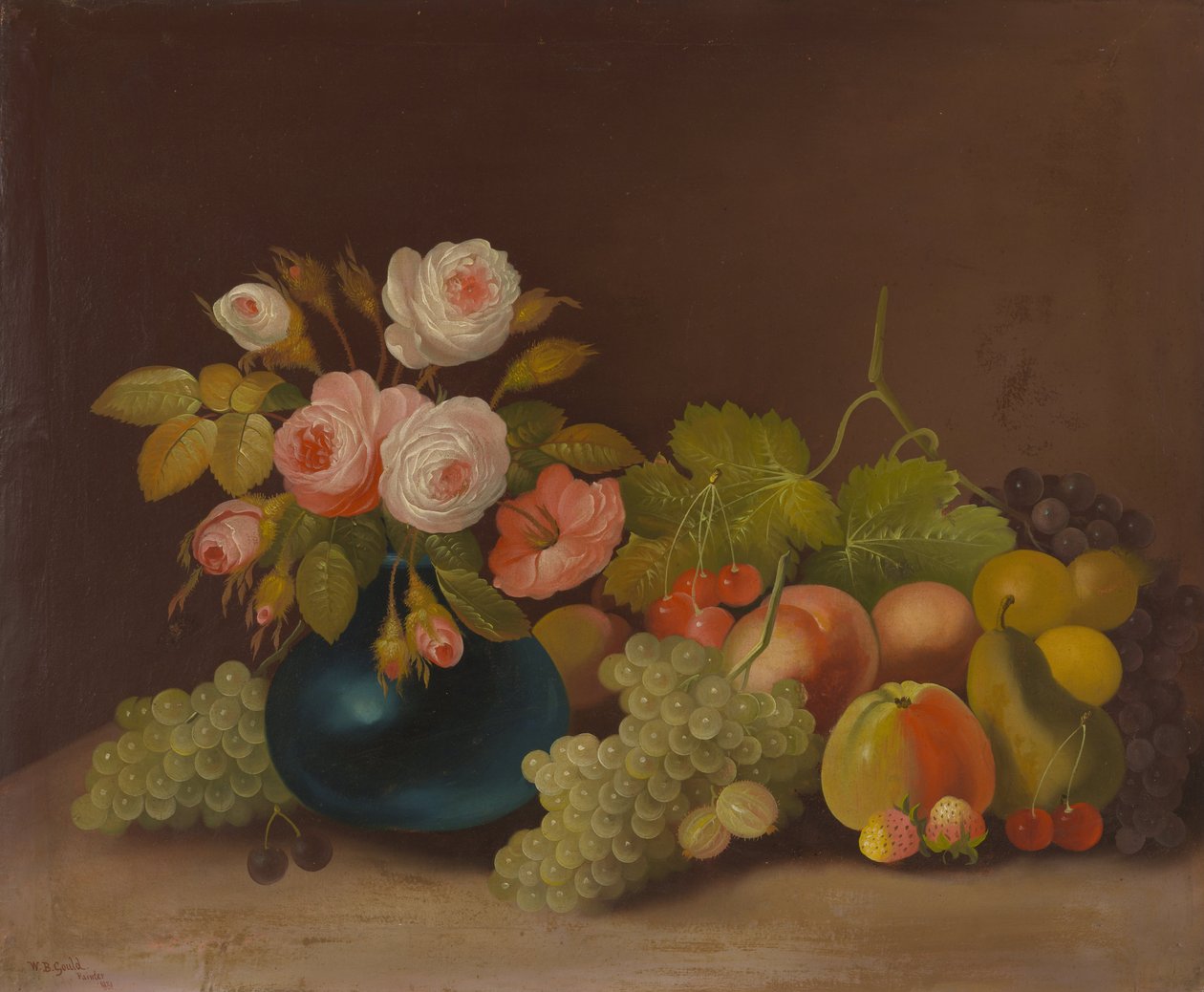 Kohlrosen und Obst von William Buelow Gould