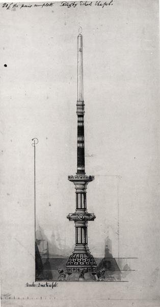 Entwurf für einen Kerzenständer, Rugby School Chapel, ca. 1870 von William Butterfield