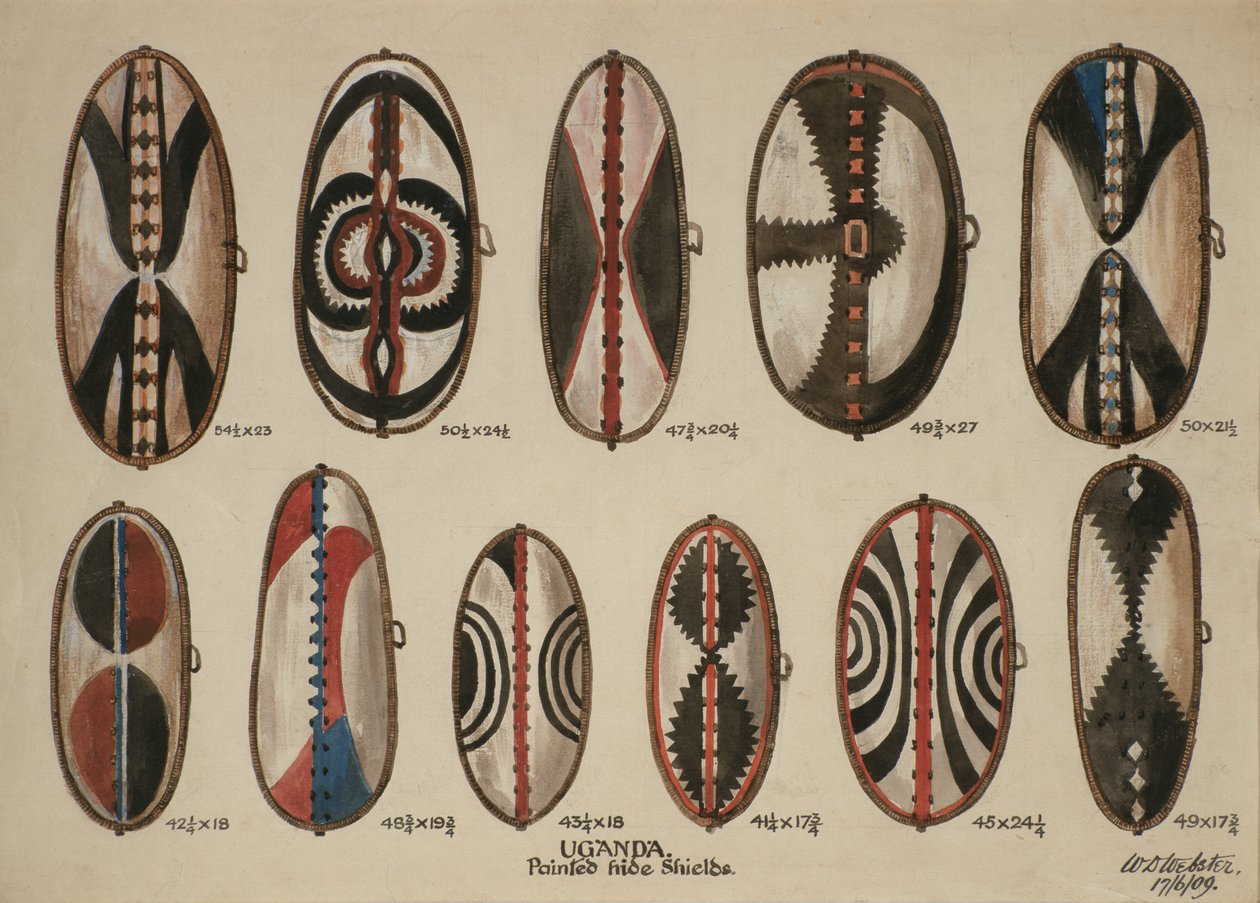Uganda - Bemalte Lederschilde, 1909 von William Downing Webster