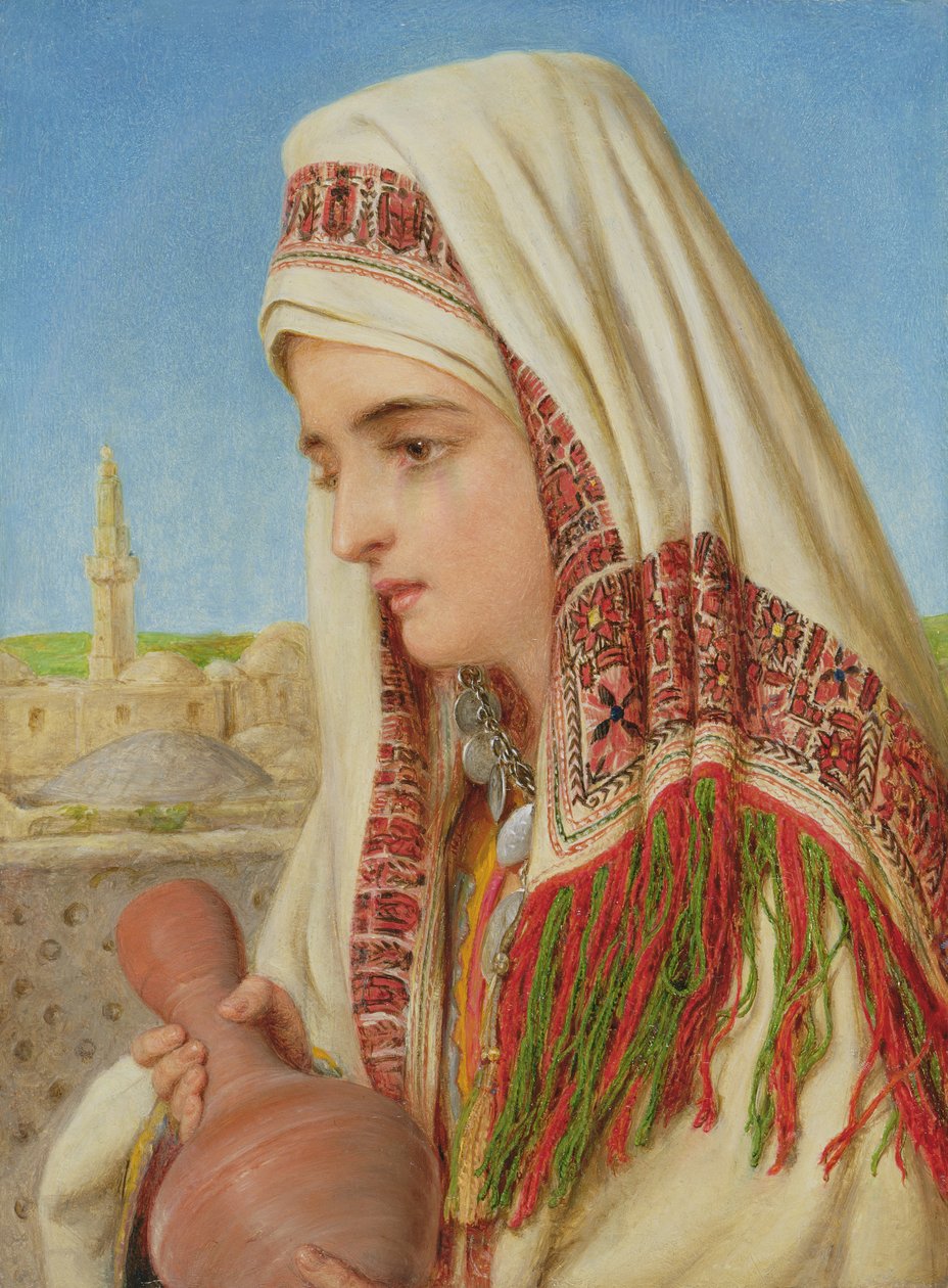 Eine arabische Frau mit Kopftuch, die einen Wasserkrug trägt von William Gale