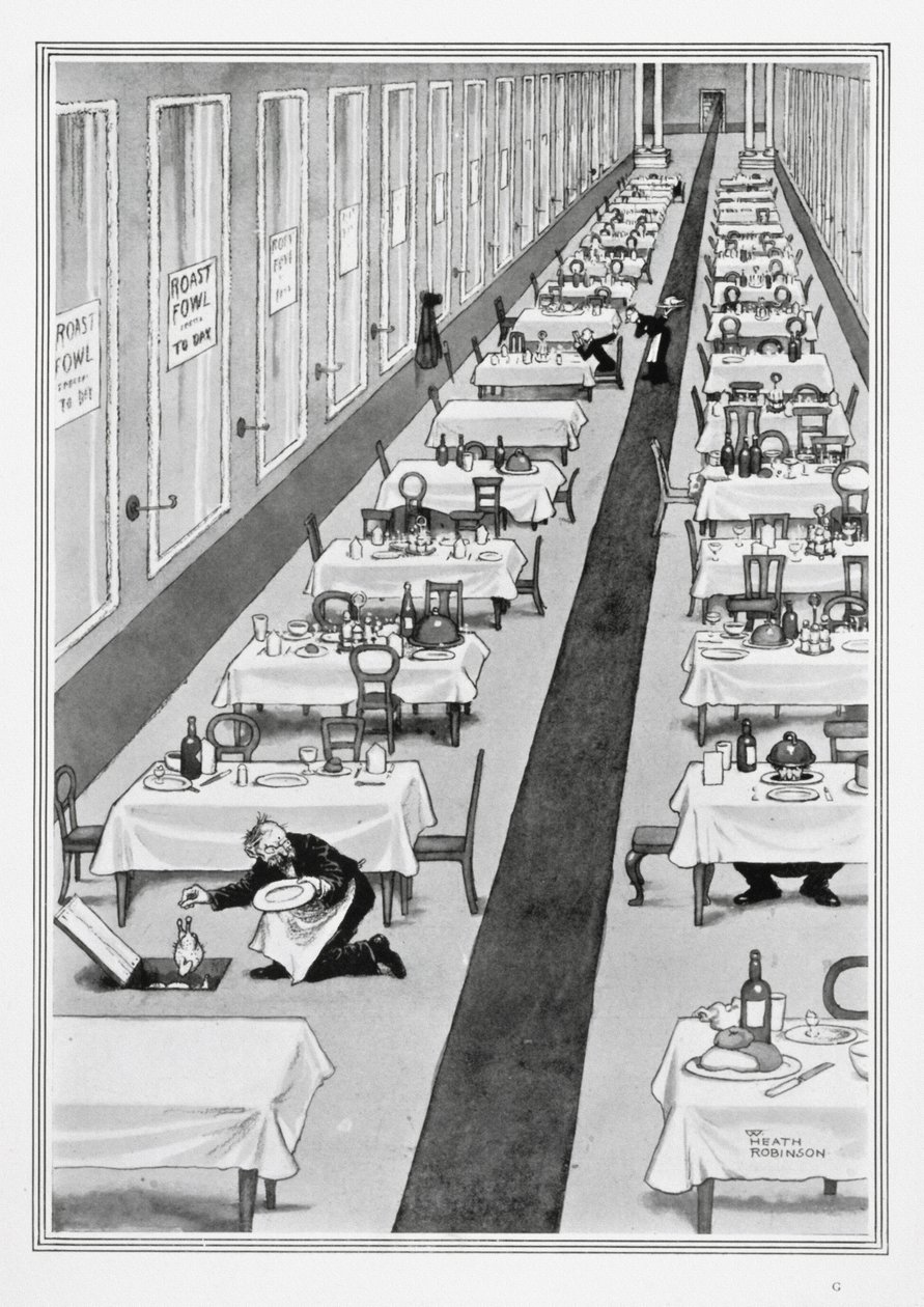 Gebratenes Geflügel heute, aus Some Frightful War Pictures, 1915 von William Heath Robinson
