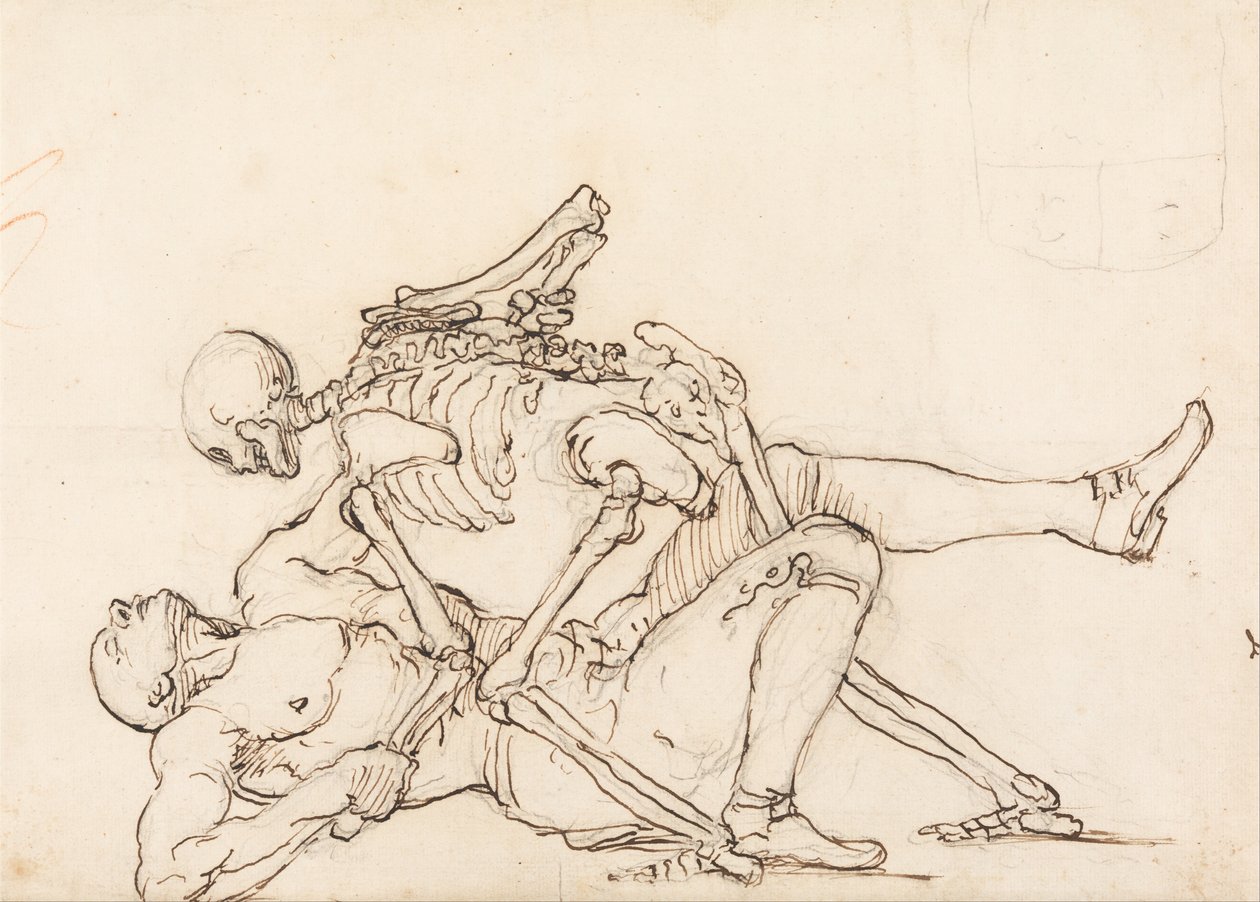 George Taylors Epitaph - Der Tod gibt George Taylor einen Cross Buttock von William Hogarth