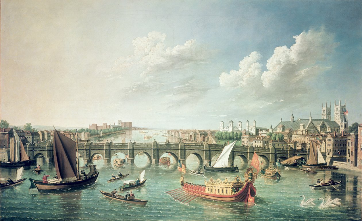 Die Themse unterhalb der Westminster Bridge von William James