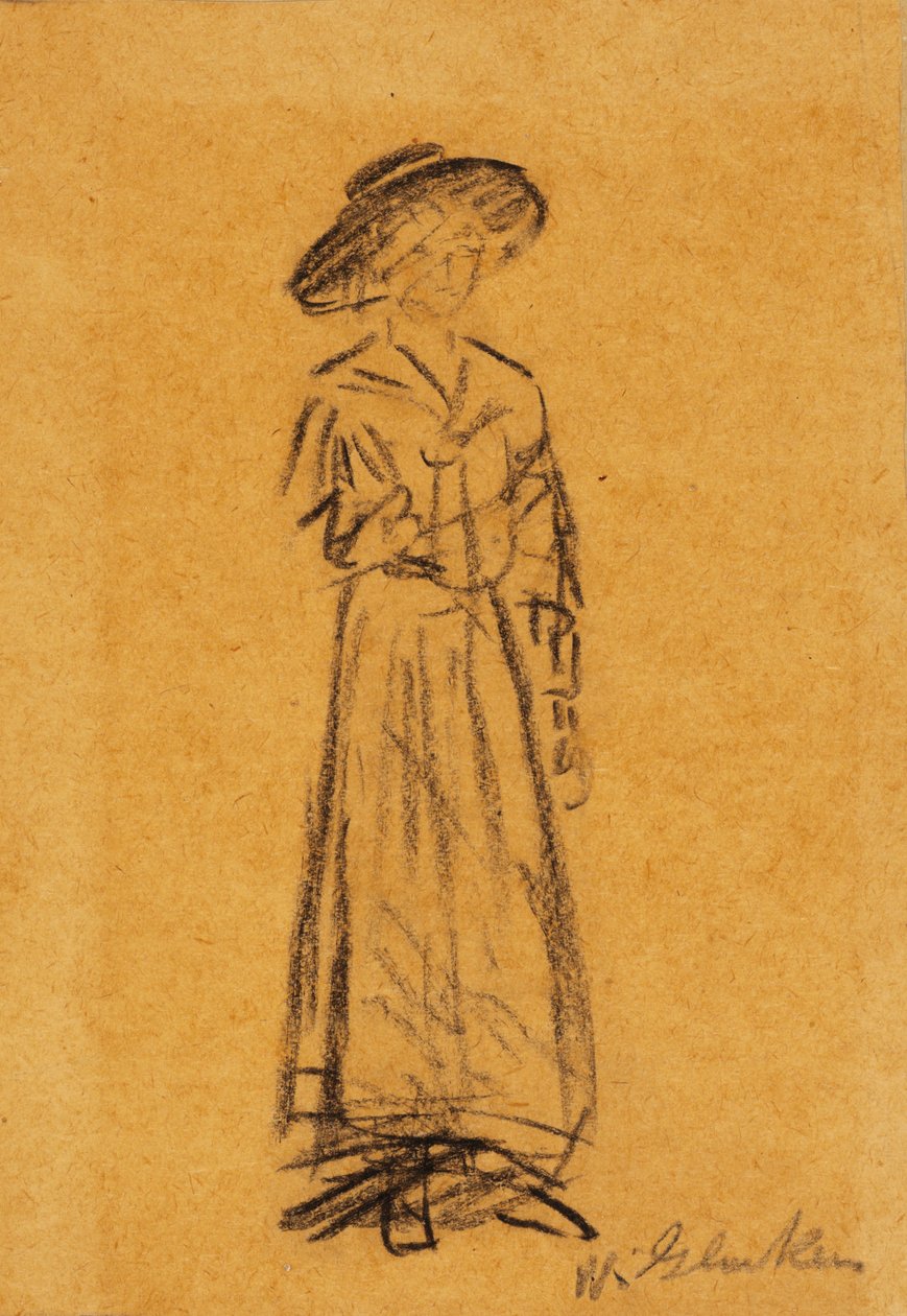 Frau mit breitkrempigem Hut von William James Glackens