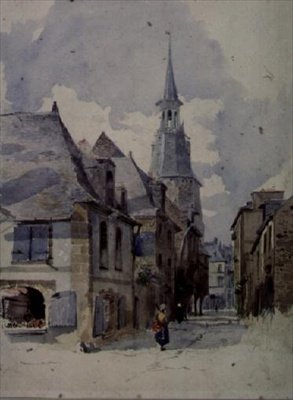 Eine Straße in Dinan, Frankreich von William Linnaeus Casey