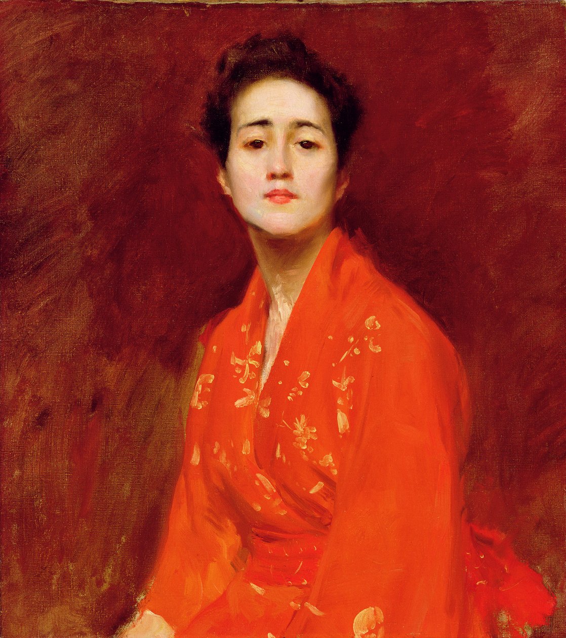 Studie eines Mädchens im japanischen Kleid (1895) von William Merritt Chase