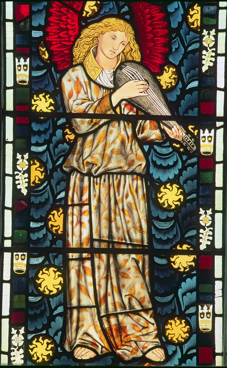 Engel mit einer Rebec, 1869 (Buntglas) von William Morris