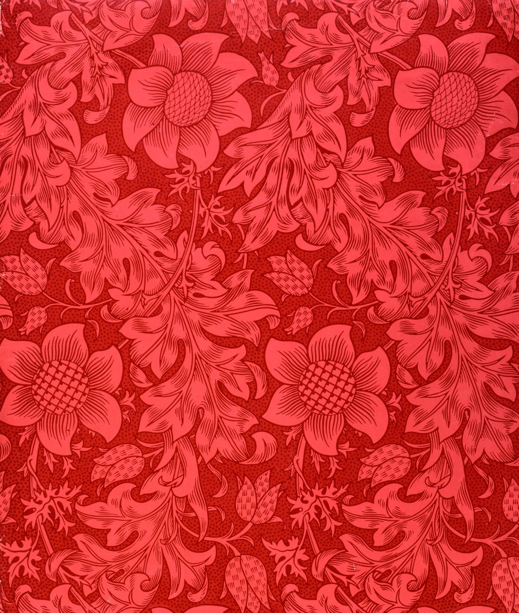 Rote Sonnenblumen-Tapetendesign, 1879 von William Morris