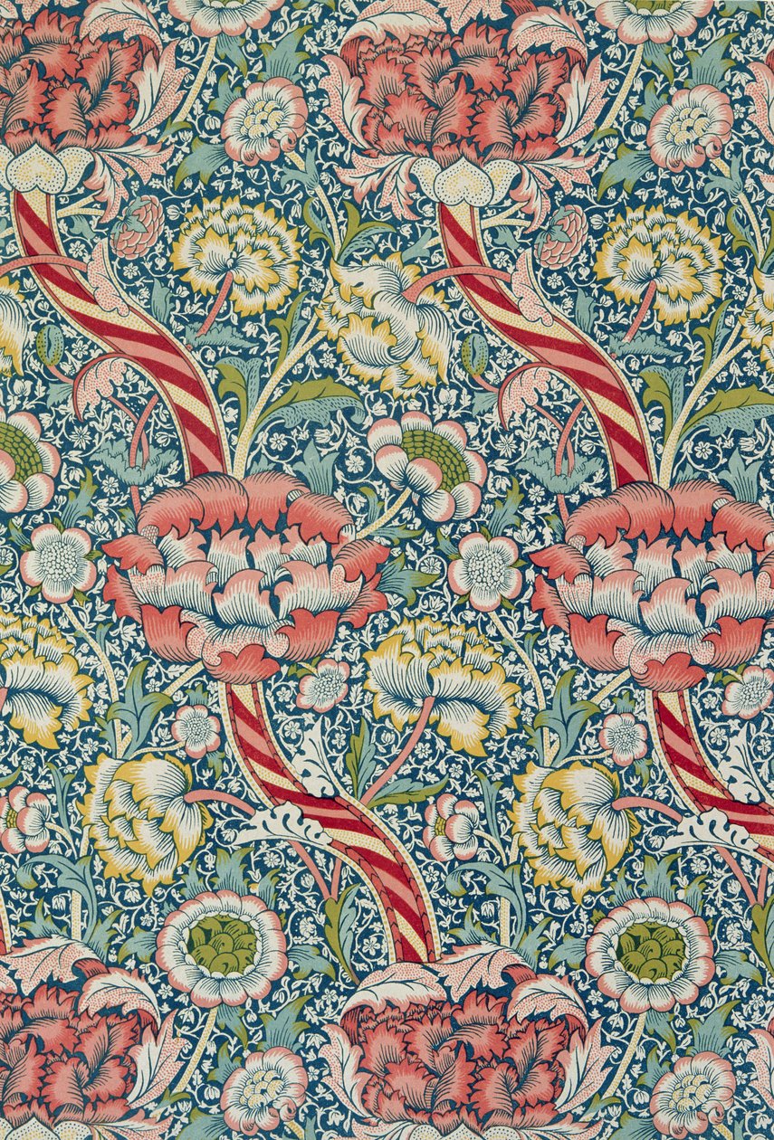 `Wandle` bedruckter Stoff, hergestellt von Morris und Co. und Aymer Vallance, aus `Die Kunst von William Morris`, veröffentlicht 1897 von William Morris