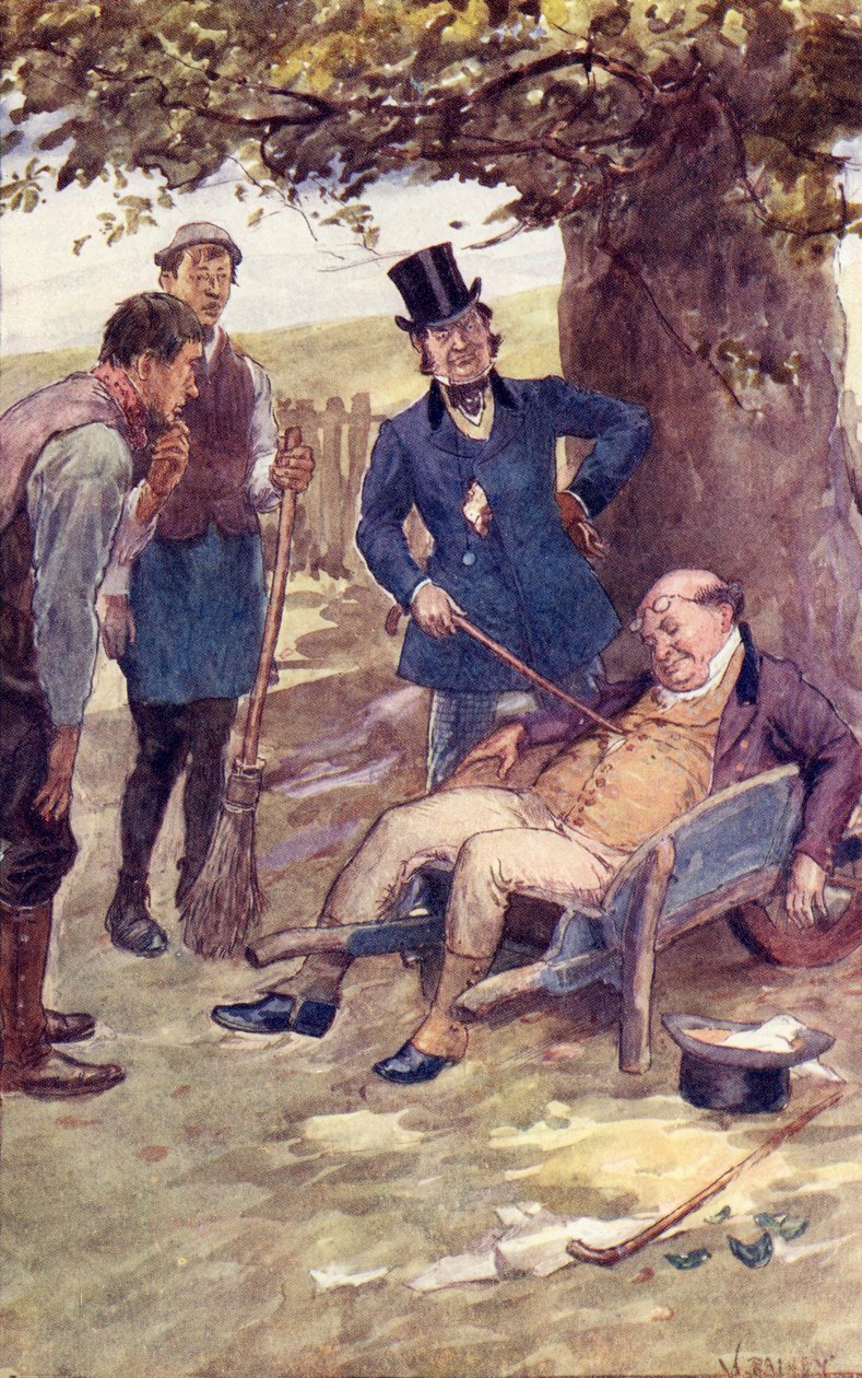 Mr. Pickwick wird von Captain Boldwig geweckt, Frontispiz aus 