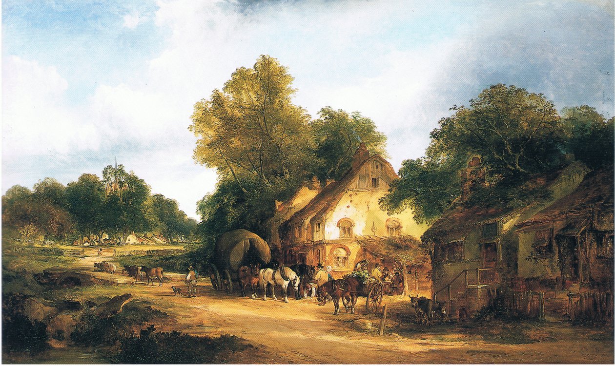 Altes Gasthaus am Straßenrand in Kent von William Snr. Shayer