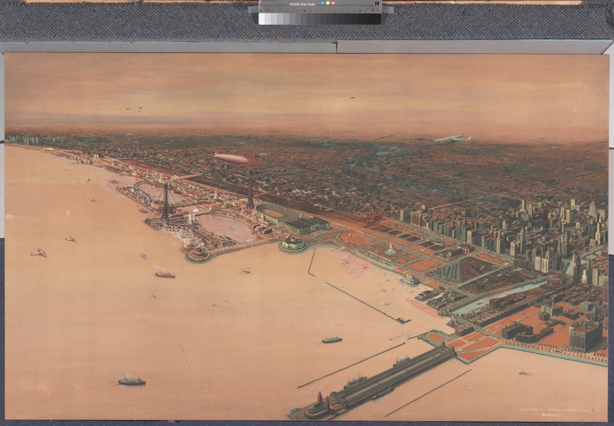 Ansicht der Skyline von Chicago - Jahrhundert der Fortschritte von William Starbuck Macy