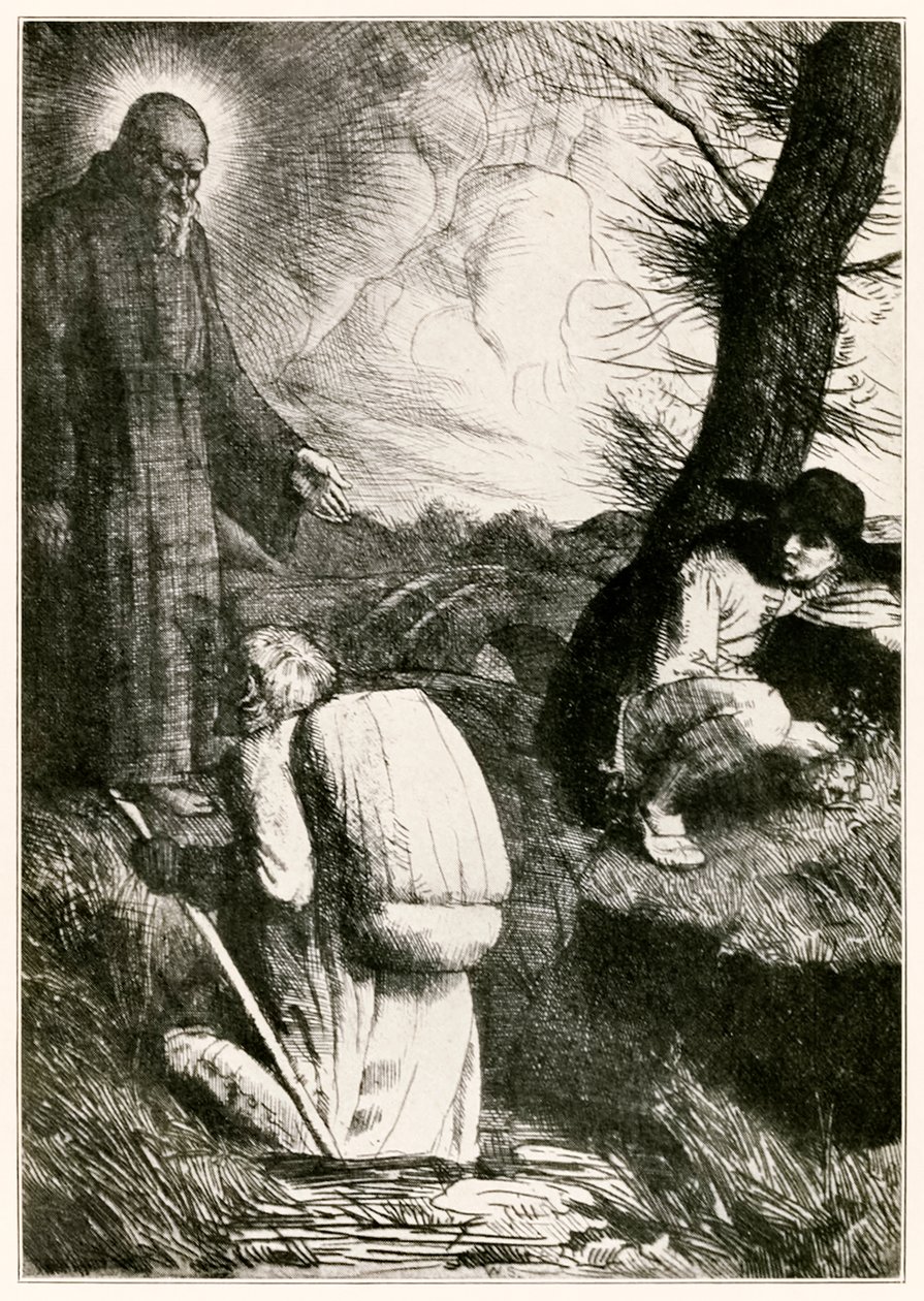 "Christian ist beunruhigt" Frontispiz aus "Die Pilgerreise von dieser Welt zu der zukünftigen" von John Bunyan von William Strang