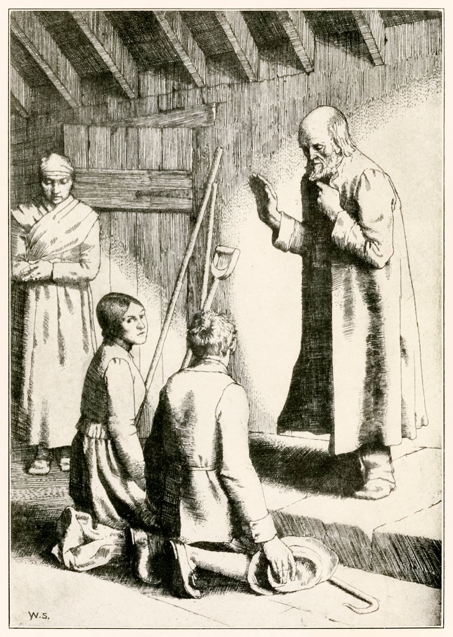 „Hochzeit von Mercy und Matthew“ aus „Die Pilgerreise von dieser Welt zu der, die kommen wird“ von John Bunyan von William Strang